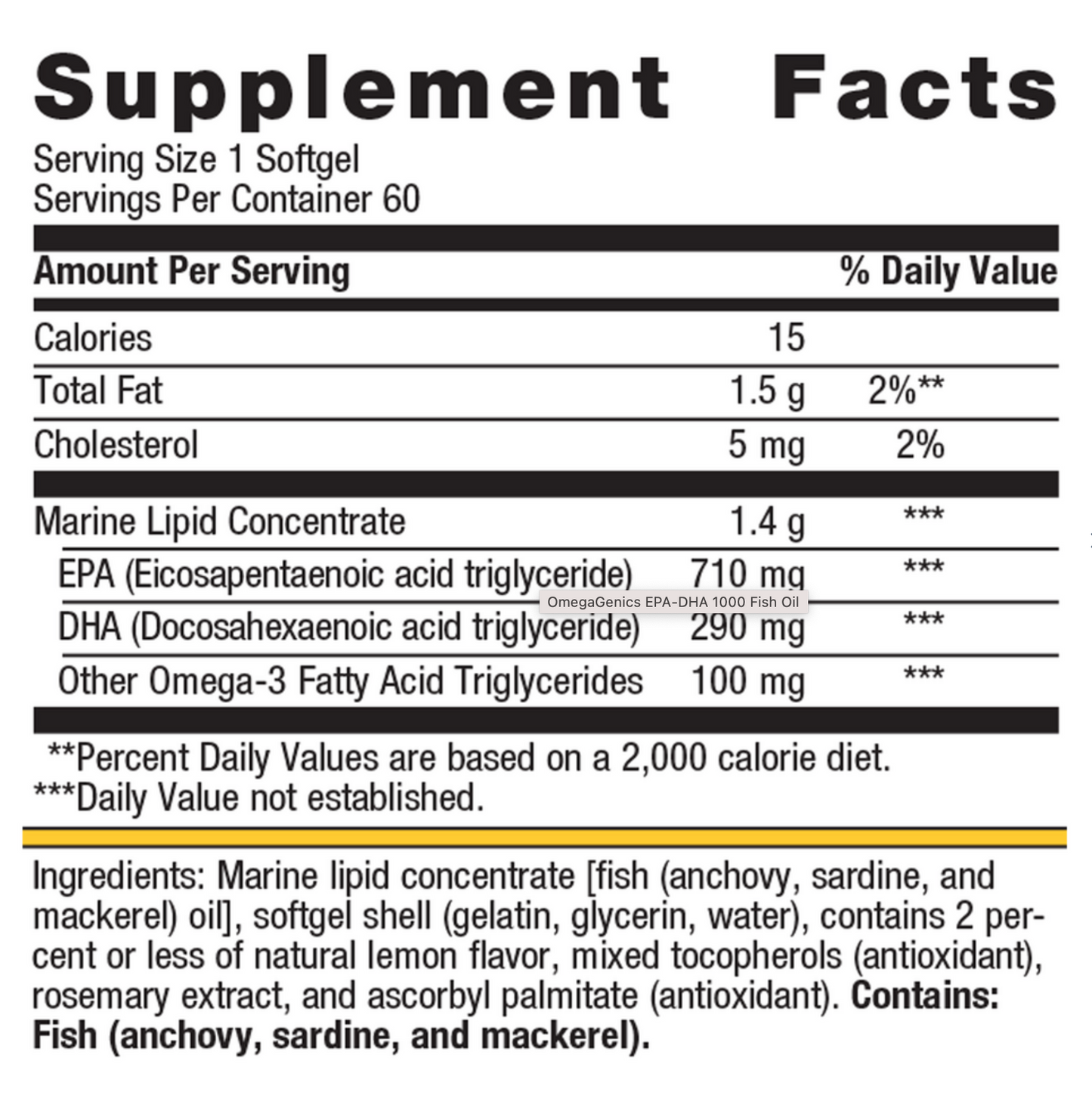 OmegaGenics EPA-DHA 1000 Fish Oil 60 CAPS