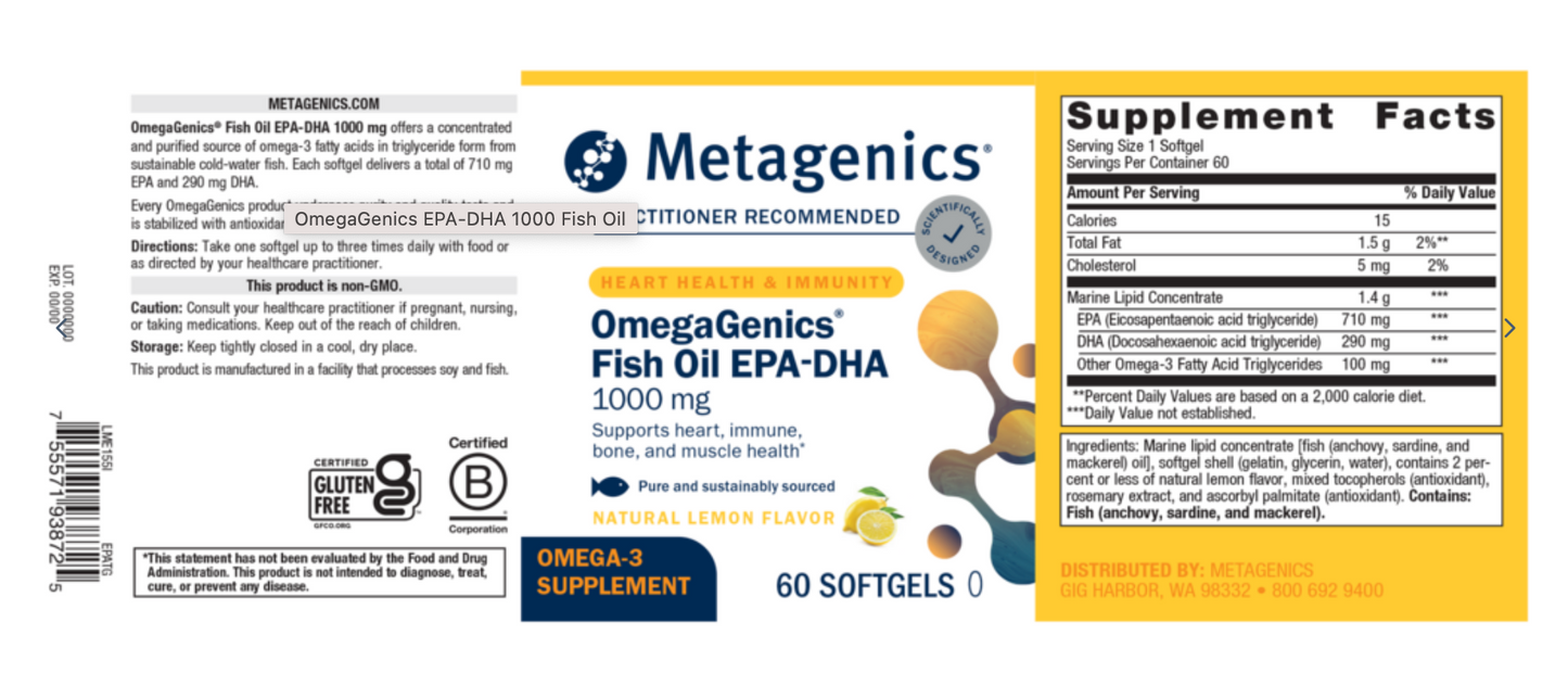 OmegaGenics EPA-DHA 1000 Fish Oil 60 CAPS